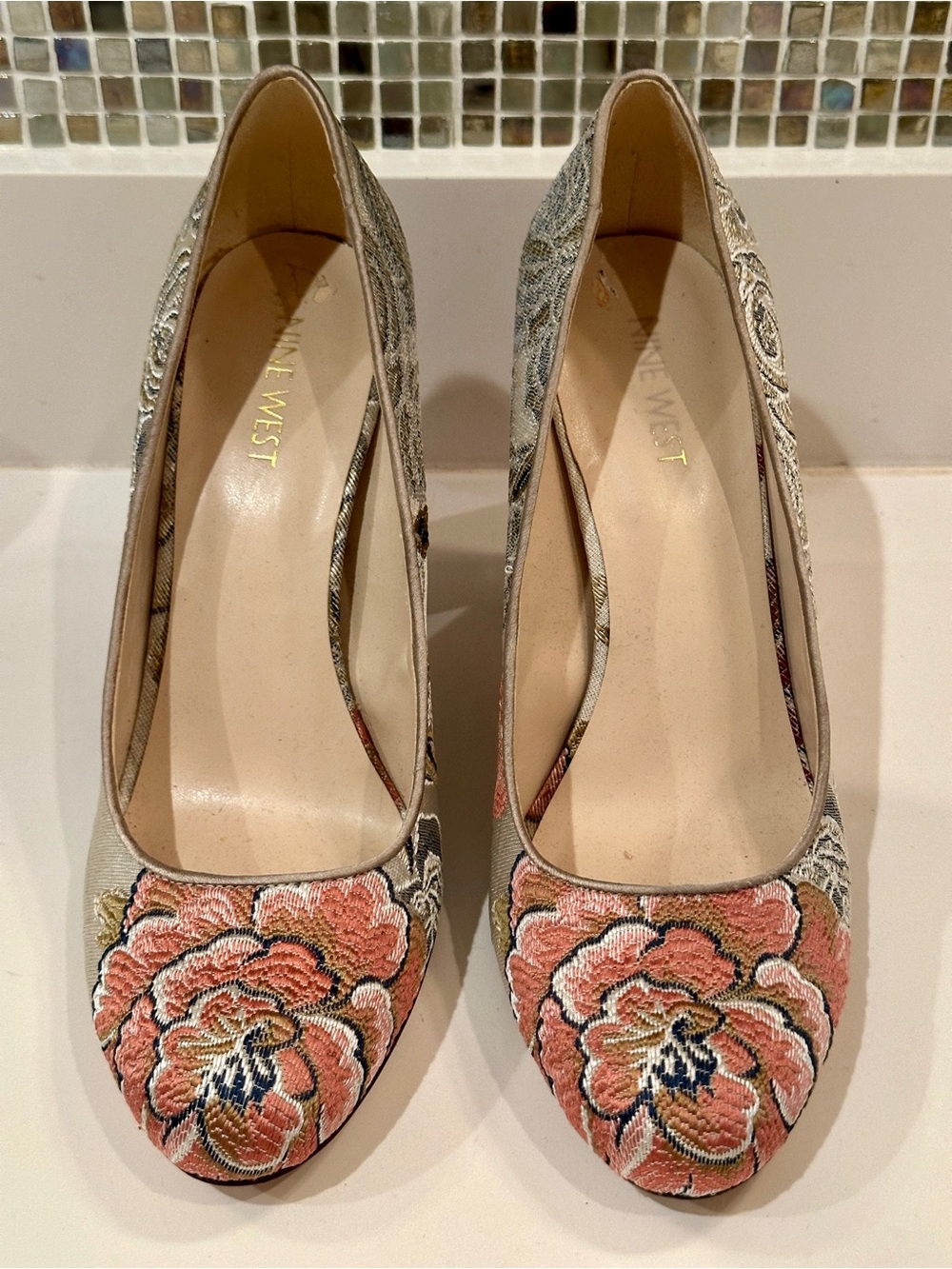 Nine West Coral Floral Embroidered Pumps